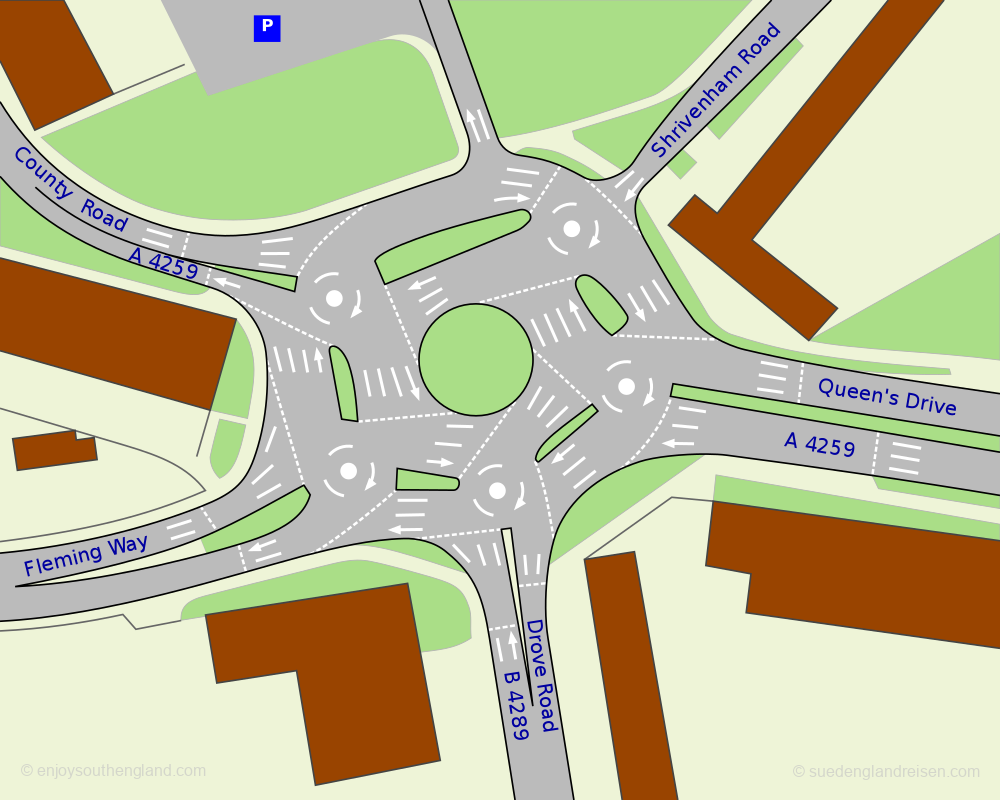 Detailplan vom Magic Roundabout in Swindon (Quelle: Wikipedia.org, unverändert übernommen)