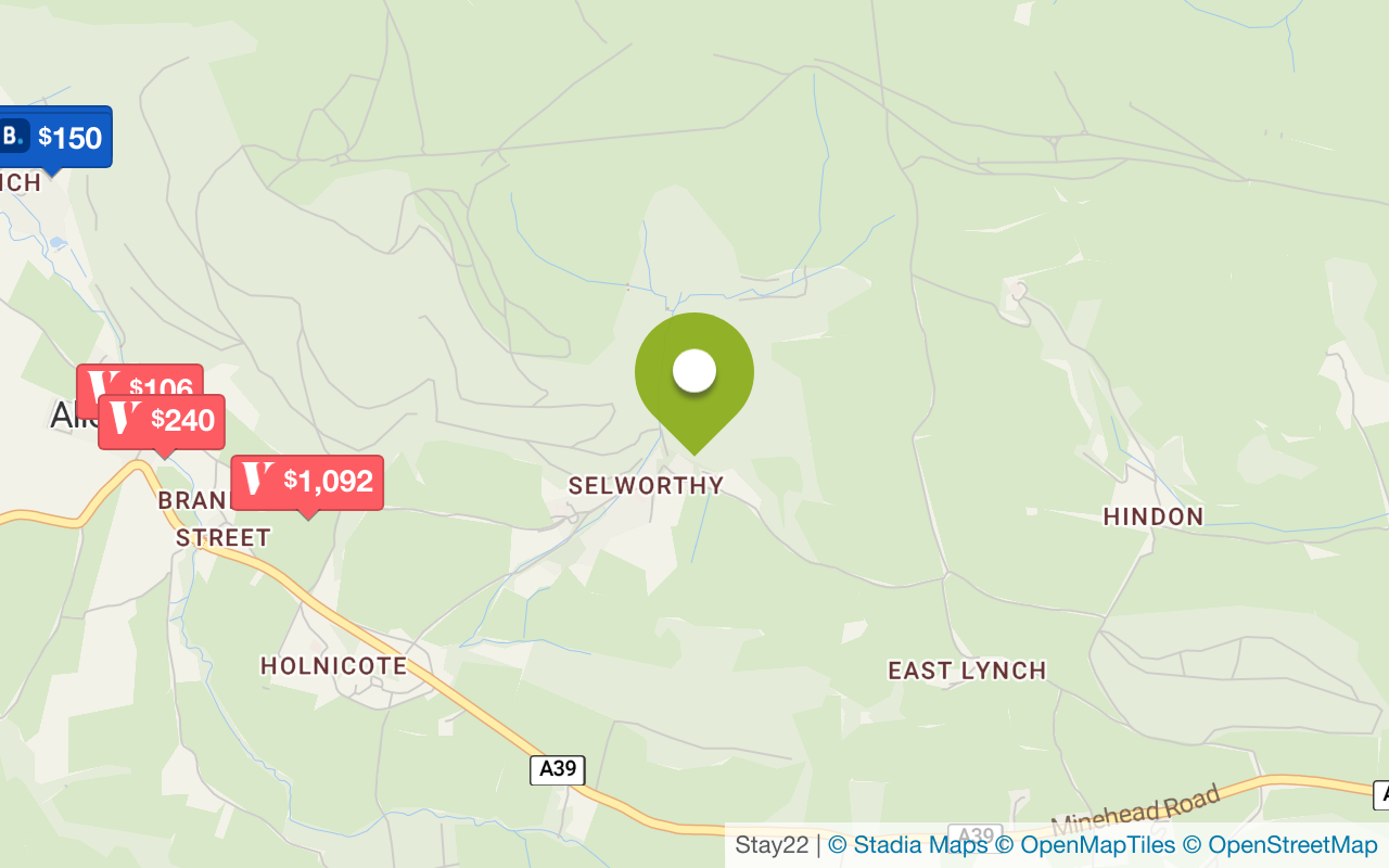 Karte mit Unterkünften in Selworthy