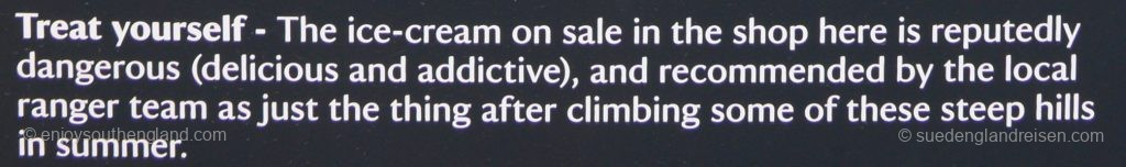 Werbung für IceCream an einer Ranger-Station des National Trusts