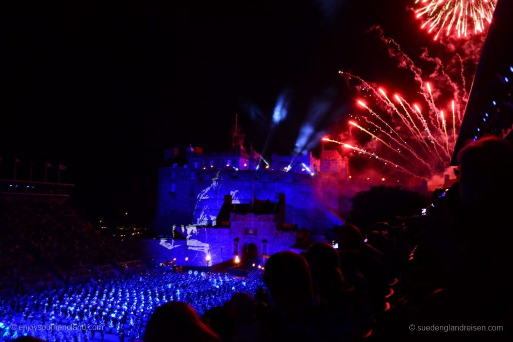 The Royal Edinburgh tattoo traditionally closes with a large firework display.