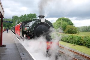 Kent & East Sussex Railway - Departure of the train from Bodiam