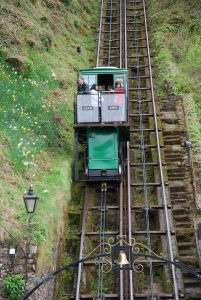 Seconds before reaching the Lynton & Lynmouth Cliff Railway lower station