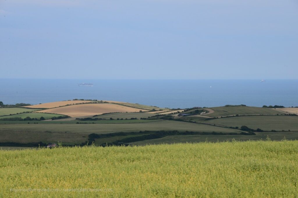 Blick auf die Isle of Wight und das Meer vom St. Catherine's Oratory aus