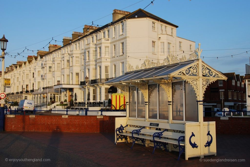 Eastbourne (East Sussex) - seafront with ornate seaside shelter