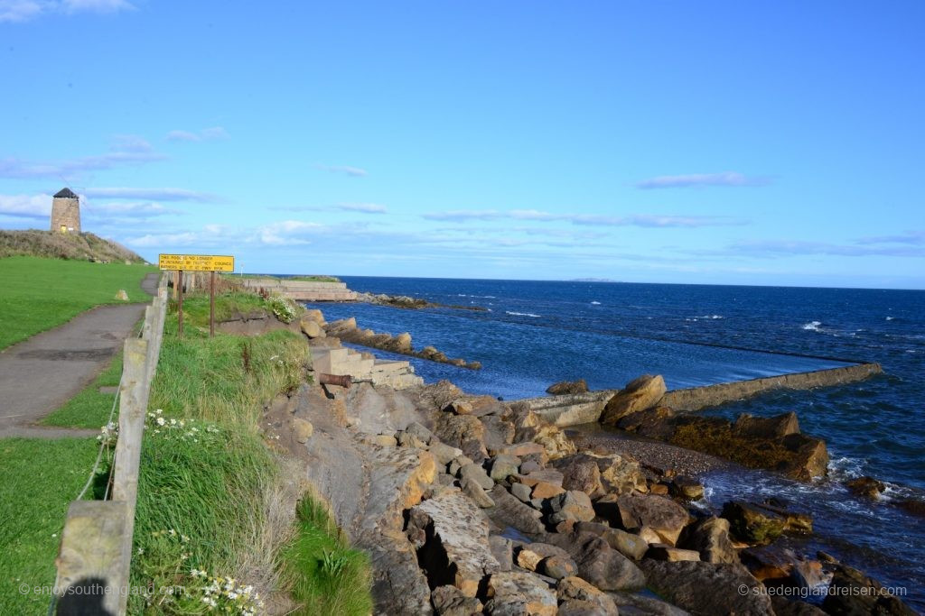 At St Monans: The windmill and the old Lake-swimming pool