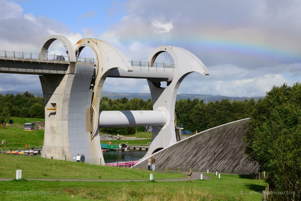 Das Falkirk Wheel direkt nach dem Regenschauer