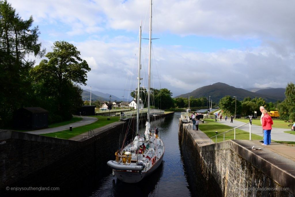 Quite large vessels pass through the Caledonian Canal and by Neptune's staircase