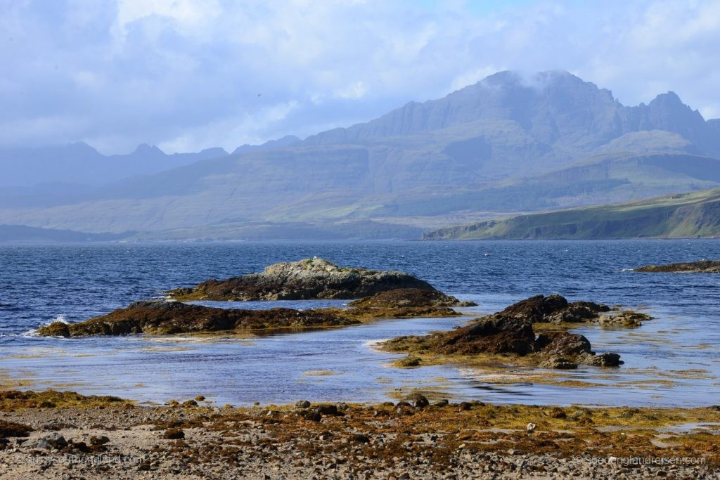 The jagged Cuillin Hancock Tower in the background.
