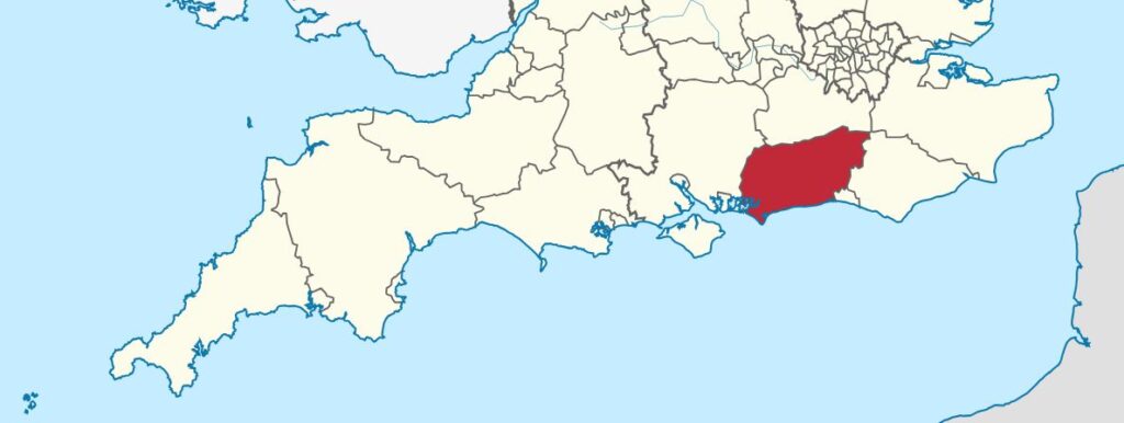 Karte von Südengland mit Heraushebung von West Sussex