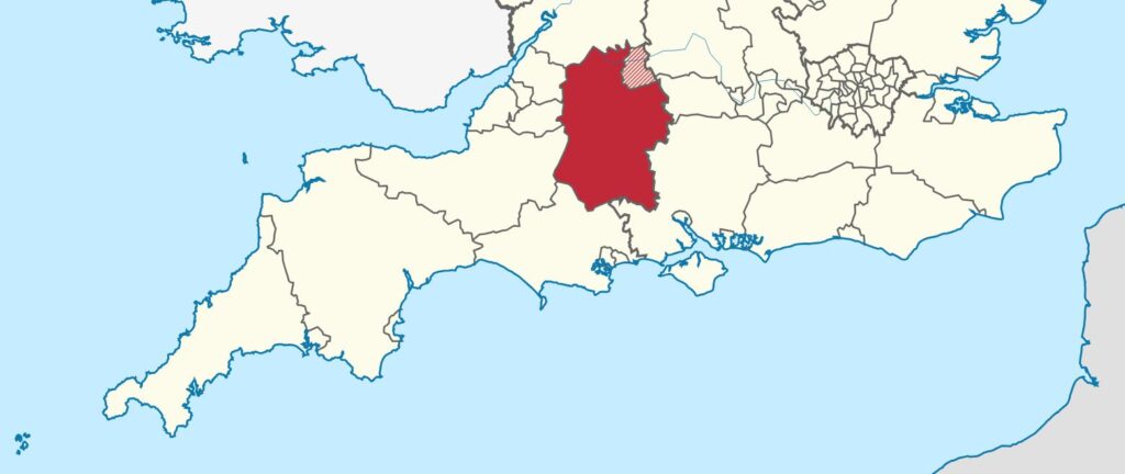 Karte von Südengland mit Heraushebung von Wiltshire