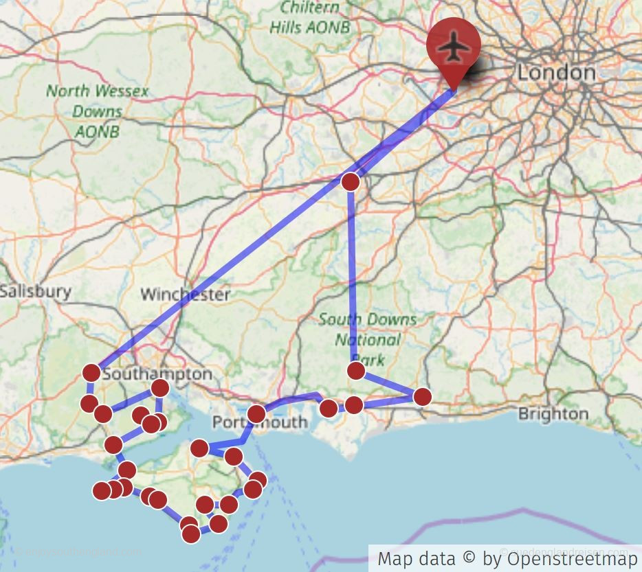 Tour to the Isle of Wight und through the New Forest in the south of England